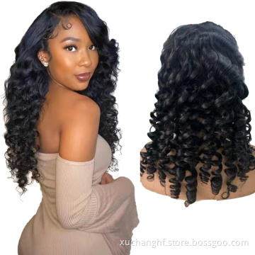 13x6/4 brazilian loose deep wave curls invisible hd full lace human hair wig 30 inch 30" frontal deep wave wig with streaks